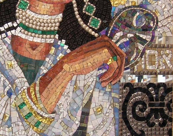 Queen  Esther Revealing Her True Identity - mosaic detail 2 - Lilian Broca
