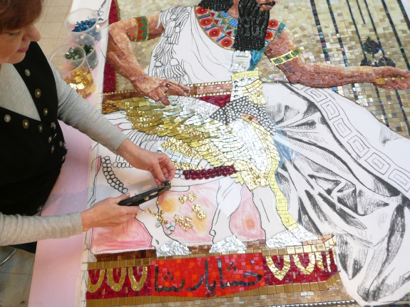 Queen Esther Seeking Permission to speak in Progress - mosaic detail 9 - Lilian Broca